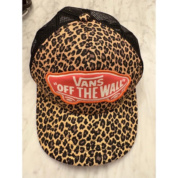 Vans Leopard Print Trucker Hat Snapback Mesh Cap "Off The Wall" - Picture 2 of 9